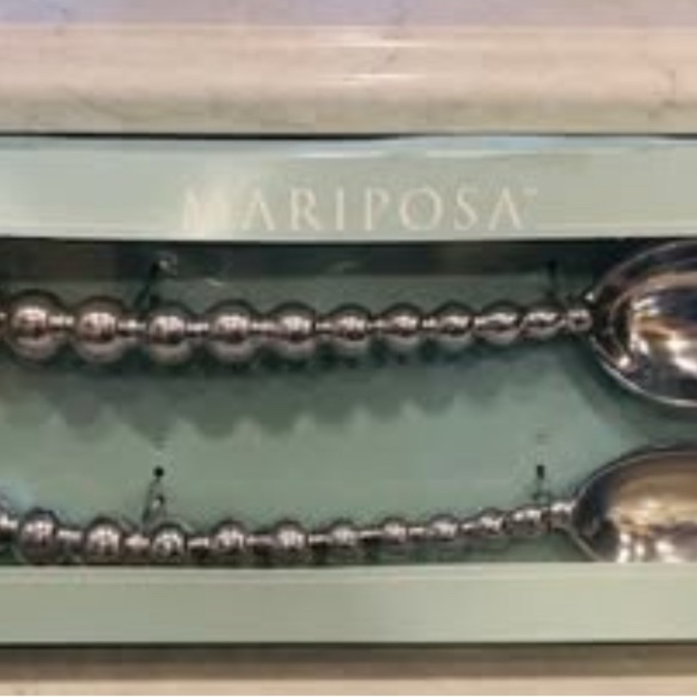 Mariposa Silver Beaded Serving Spoons